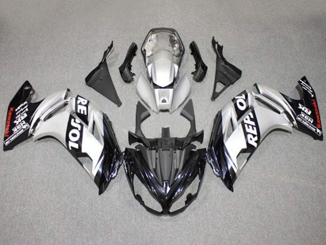 Billigste Kawasaki Ninja 650 EX650 Motorrad Verkleidung 2012-2016 - Silber Schwarz Repsol