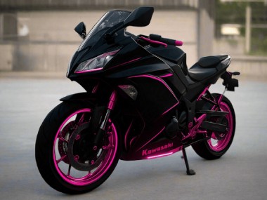 Billigste Kawasaki Ninja 650 EX650 Motorrad Verkleidung 2017-2019 - Glanzendes Schwarz Rosa Streifen