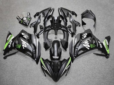 Billigste Kawasaki Ninja 650 EX650 Motorrad Verkleidung 2017-2019 - Matt Schwarz Grun Weiss Monster