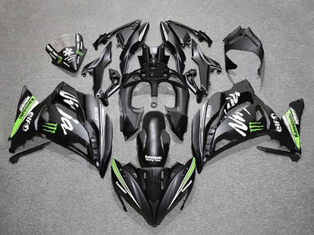 Billigste Kawasaki Ninja 650 EX650 Motorrad Verkleidung 2017-2019 - Matt Schwarz Grun Weiss Monster