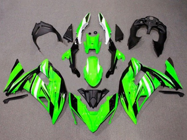 Billigste Kawasaki Ninja 650 EX650 Motorrad Verkleidung 2017-2019 - Grun Weiss Schwarz Streifen