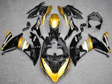 Billigste Kawasaki Ninja 650 EX650 Motorrad Verkleidung 2017-2019 - Gold Schwarz Weiss