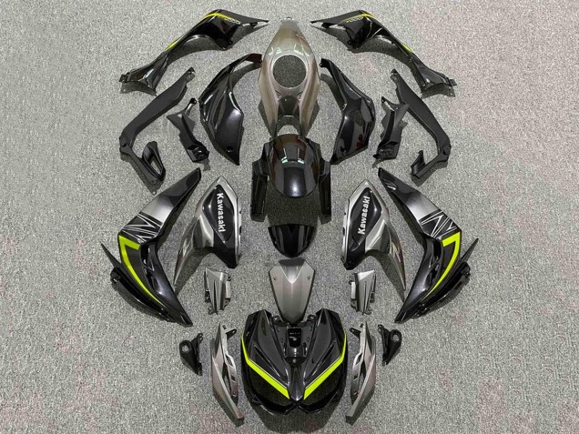 Billigste Kawasaki Z1000 Motorrad Verkleidung 2014-2019 - Schwarz Grau Gelb