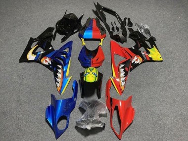 Billigste BMW S1000RR Motorrad Verkleidung 2009-2014 - Blau Rot Gelb Schwarz Hai