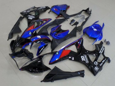 Billigste BMW S1000RR Motorrad Verkleidung 2015-2016 - Blau Rot Glanzendes Schwarz Castrol