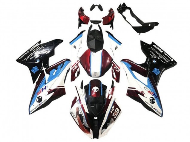 Billigste BMW S1000RR Motorrad Verkleidung 2017-2018 - Weiss Blau Rot Glanzendes Schwarz