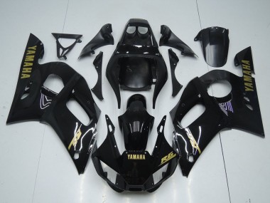 Billigste Yamaha YZF R6 Motorrad Verkleidung 1998-2002 - Glanzendes Schwarz Gold Aufkleber