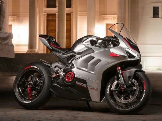 Billigste Ducati Panigale V4 V4S Motorrad Verkleidung 2020-2021 - Silber Rot Schwarz