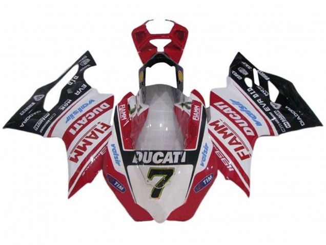 Billigste Ducati Panigale 1199 Motorrad Verkleidung 2011-2014 - Weiss Rot Glanzendes Schwarz Fiamm Tim 7