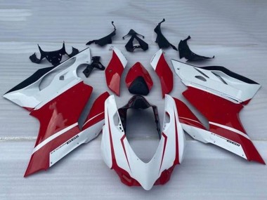 Billigste Ducati Panigale 1199 Motorrad Verkleidung 2011-2014 - Weiss Rot Glanzendes Schwarz