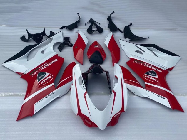 Billigste Ducati Panigale 1199 Motorrad Verkleidung 2011-2014 - Weiss Rot Glanzendes Schwarz