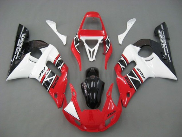 Billigste Yamaha YZF R6 Motorrad Verkleidung 1998-2002 - Weiss Rot Glanzendes Schwarz