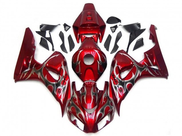 Billigste Honda CBR1000RR Motorrad Verkleidung 2006-2007 - Rot Silber Tribal