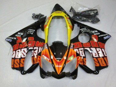 Billigste Honda CBR600 F4i Motorrad Verkleidung 2004-2007 - Gelb Orange Glanzendes Schwarz Rossi
