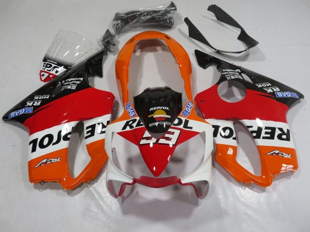 Billigste Honda CBR600 F4i Motorrad Verkleidung 2004-2007 - Orange Weiss Rot Glanzendes Schwarz Repsol 93