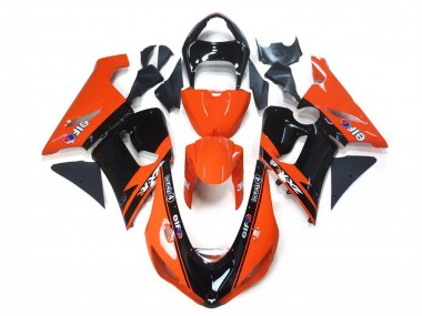 Billigste Kawasaki ZX6R Motorrad Verkleidung 2005-2006 - Orange Schwarz Elf