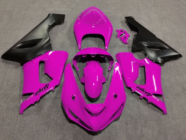 Billigste Kawasaki ZX6R Motorrad Verkleidung 2005-2006 - Rosa Matt Schwarz