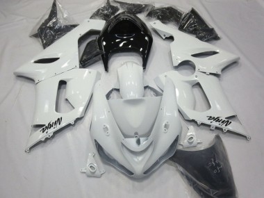 Billigste Kawasaki ZX6R Motorrad Verkleidung 2005-2006 - Weiss Schwarz