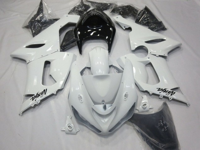 Billigste Kawasaki ZX6R Motorrad Verkleidung 2005-2006 - Weiss Schwarz