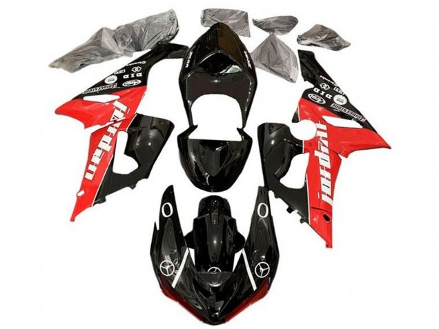 Billigste Kawasaki ZX6R Motorrad Verkleidung 2005-2006 - Glanzendes Schwarz Rot Weiss Jordan