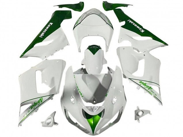 Billigste Kawasaki ZX6R Motorrad Verkleidung 2005-2006 - Weiss Grun