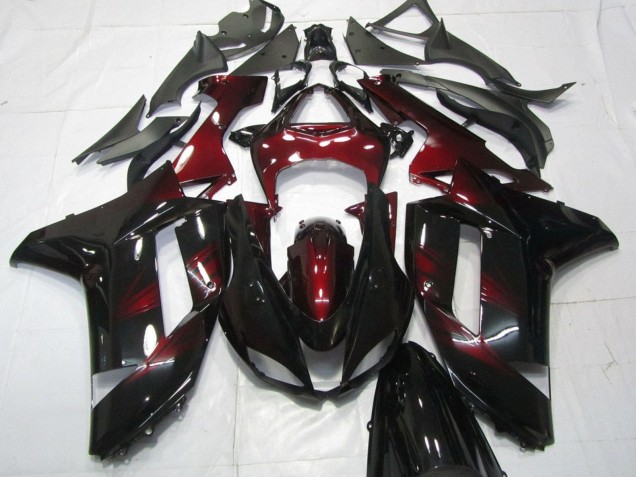 Billigste Kawasaki ZX6R Motorrad Verkleidung 2007-2008 - Schwarz Dunkel rot