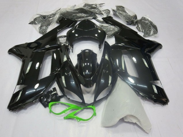 Billigste Kawasaki ZX6R Motorrad Verkleidung 2007-2008 - Glanzendes Schwarz Neon Grun