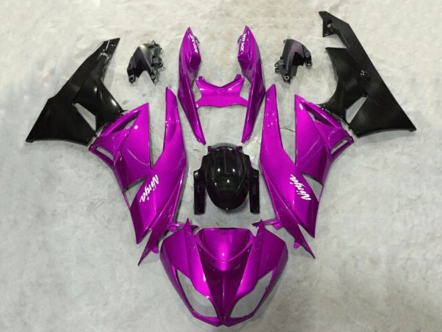 Billigste Kawasaki ZX6R Motorrad Verkleidung 2009-2012 - Lila Glanzendes Schwarz
