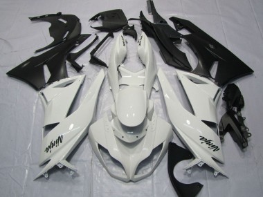 Billigste Kawasaki ZX6R Motorrad Verkleidung 2009-2012 - Weiss Matt Schwarz