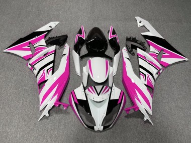 Billigste Kawasaki ZX6R Motorrad Verkleidung 2009-2012 - Weiss Rosa Schwarz