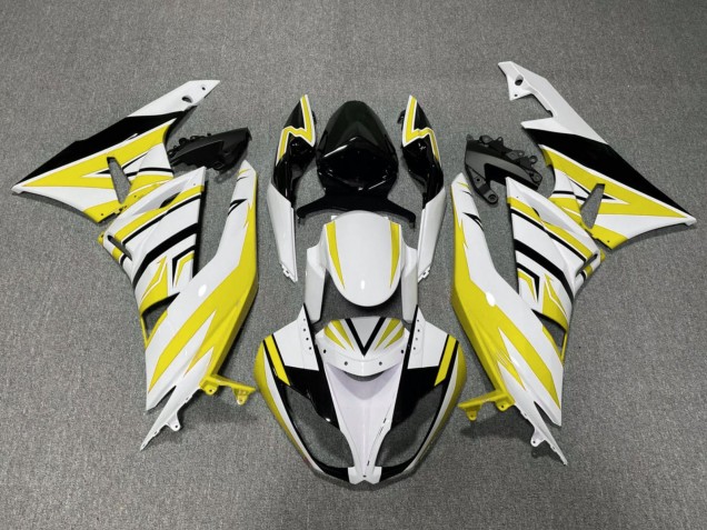 Billigste Kawasaki ZX6R Motorrad Verkleidung 2009-2012 - Weiss Gelb Schwarz