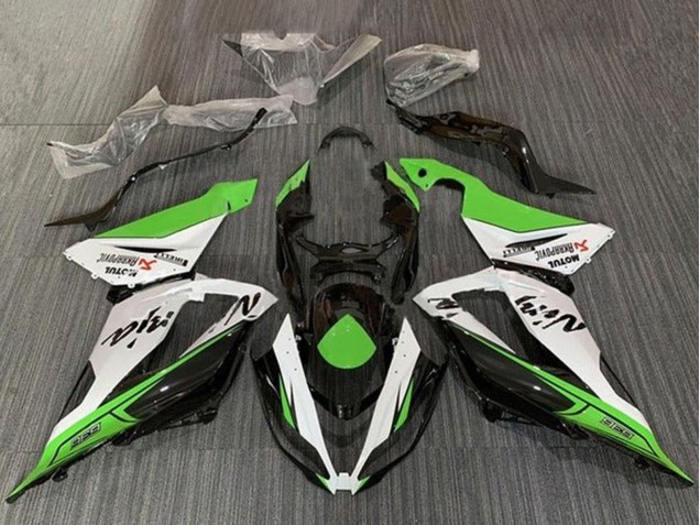 Billigste Kawasaki ZX6R Motorrad Verkleidung 2013-2018 - Grun Weiss Schwarz