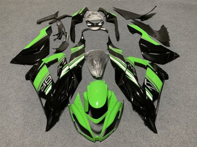 Billigste Kawasaki ZX6R Motorrad Verkleidungen Kit 2013-2018 - Grun Glanzendes Schwarz