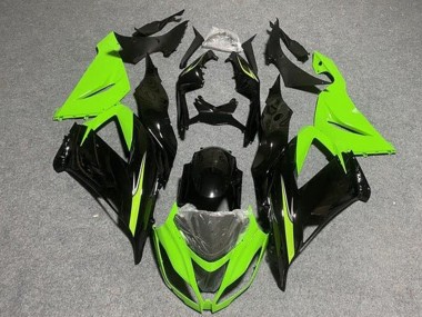 Billigste Kawasaki ZX6R Motorrad Verkleidung 2013-2018 - Hellgrun Glanzendes Schwarz