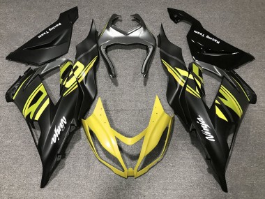 Billigste Kawasaki ZX6R Motorrad Verkleidung 2013-2018 - Matt Schwarz Gelb