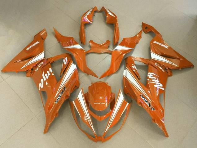 Billigste Kawasaki ZX6R Motorrad Verkleidung 2013-2018 - Orange Weiss