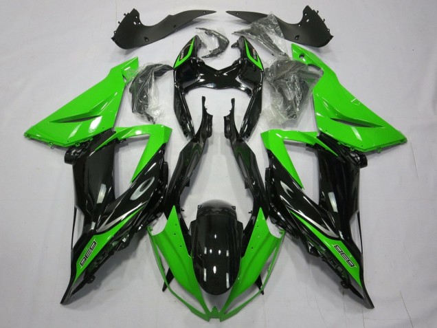Billigste Kawasaki ZX6R Motorrad Verkleidung 2013-2018 - Grun Glanzendes Schwarz