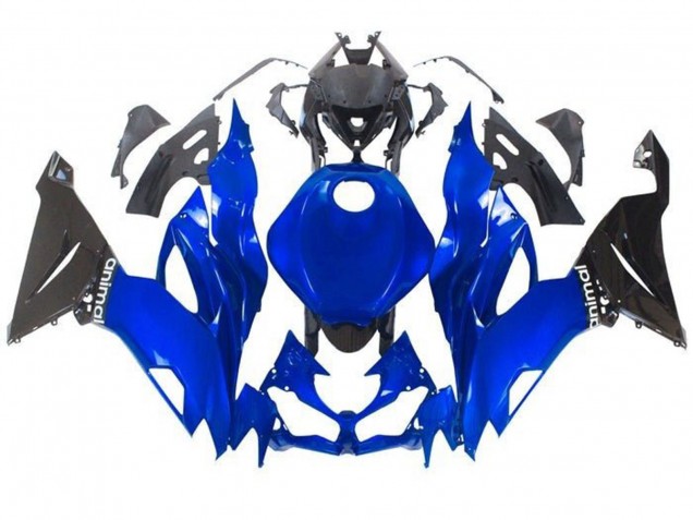 Billigste Kawasaki ZX6R Motorrad Verkleidung 2019-2022 - Blau Glanzendes Schwarz