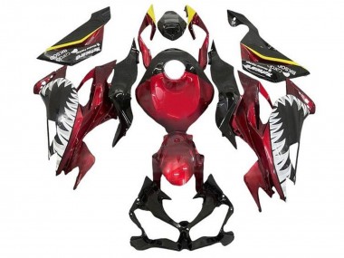 Billigste Kawasaki ZX6R Motorrad Verkleidung 2019-2022 - Bonbon Rot Gelb Weiss Hai