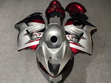 Billigste Suzuki GSXR1000 Motorrad Verkleidung 1996-2007 - Silber Bonbon Rot