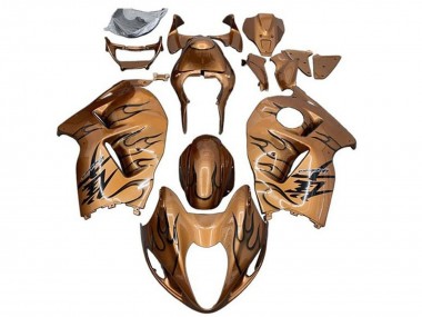 Billigste Suzuki GSXR 1300 Hayabusa Motorrad Verkleidung 2008-2020 - Bronze Schwarz Flamme