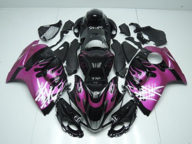 Billigste Suzuki GSXR 1300 Hayabusa Motorrad Verkleidung 2008-2020 - Glanzendes Schwarz Lila Flamme