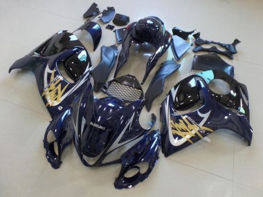 Billigste Suzuki GSXR 1300 Hayabusa Motorrad Verkleidung 2008-2020 - Dunkel Blau Schwarz Gold Silber