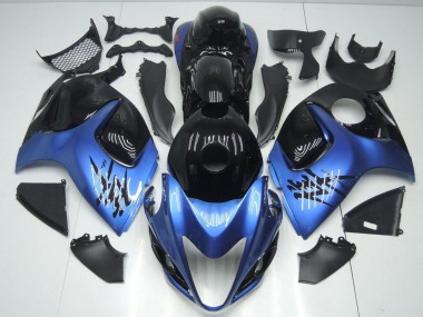 Billigste Suzuki GSXR 1300 Hayabusa Motorrad Verkleidung 2008-2020 - Glanzendes Schwarz Hellblau