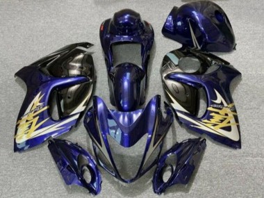 Billigste Suzuki GSXR 1300 Hayabusa Motorrad Verkleidung 2008-2020 - Dunkel Blau Schwarz Gold