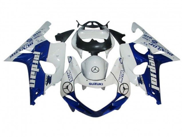 Billigste Suzuki GSXR1000 Motorrad Verkleidung 2000-2002 - Weiss Blau Jordan Dunlop