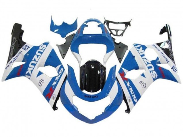 Billigste Suzuki GSXR1000 Motorrad Verkleidung 2000-2002 - Weiss Hellblau Glanzendes Schwarz Rot