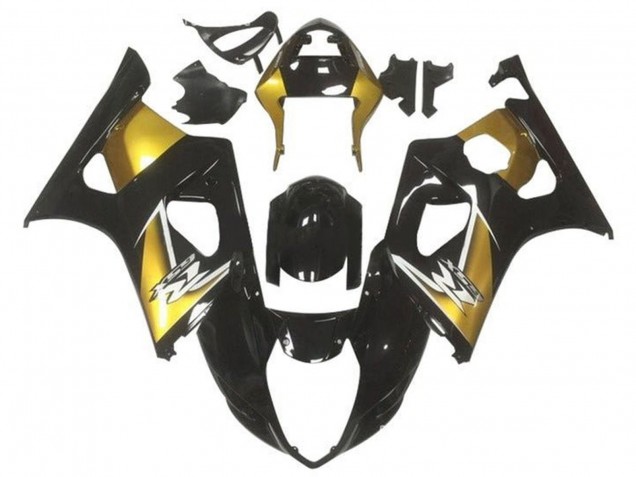 Billigste Suzuki GSXR 1000 Motorrad Verkleidung 2003-2004 - Gold Glanzendes Schwarz