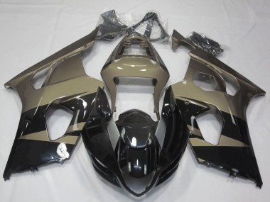 Billigste Suzuki GSXR 1000 Motorrad Verkleidung 2003-2004 - Glanzendes Schwarz Taupe Braun