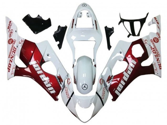 Billigste Suzuki GSXR 1000 Motorrad Verkleidung 2003-2004 - Weiss Rot Jordan
